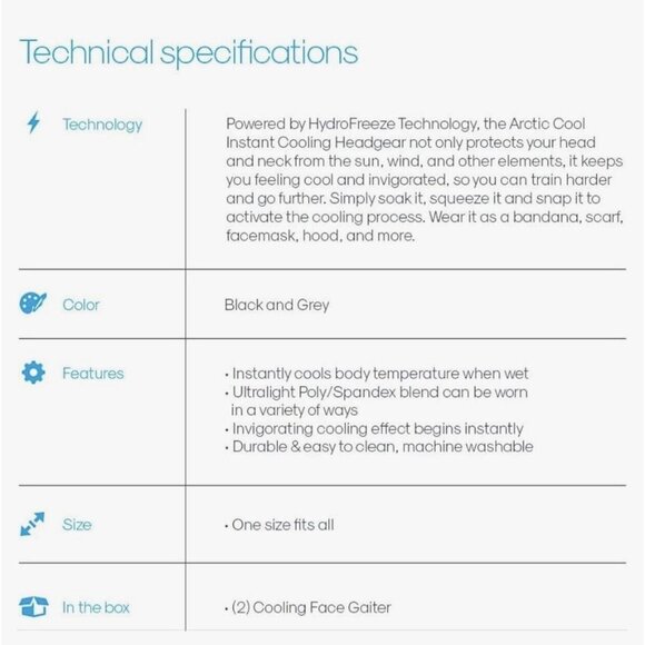 Arctic Cool Multifunctional Reusable Cooling Face Gaiter Mask Cover Blue NEW - Picture 9 of 9